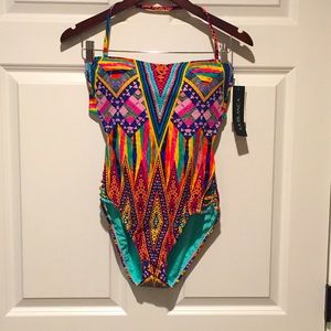 La Blanca Red and Pink One Piece Swimwear with Bold Patterns